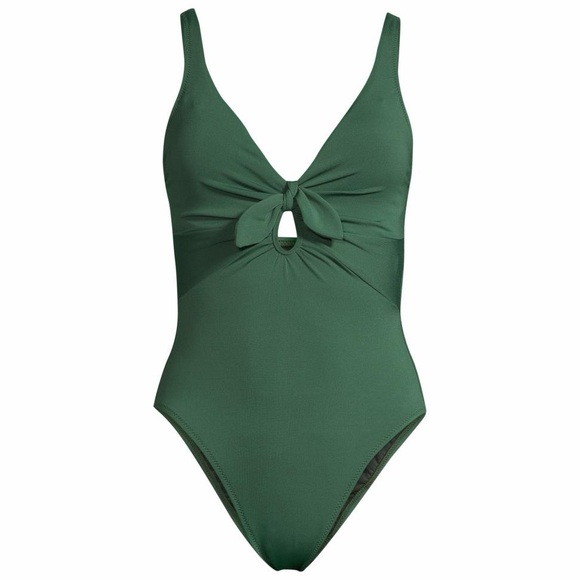 Robin Piccone Other - Robin Piccone Green Plunge Neck Tie-Front One Piece Swimsuit size 4 EUC